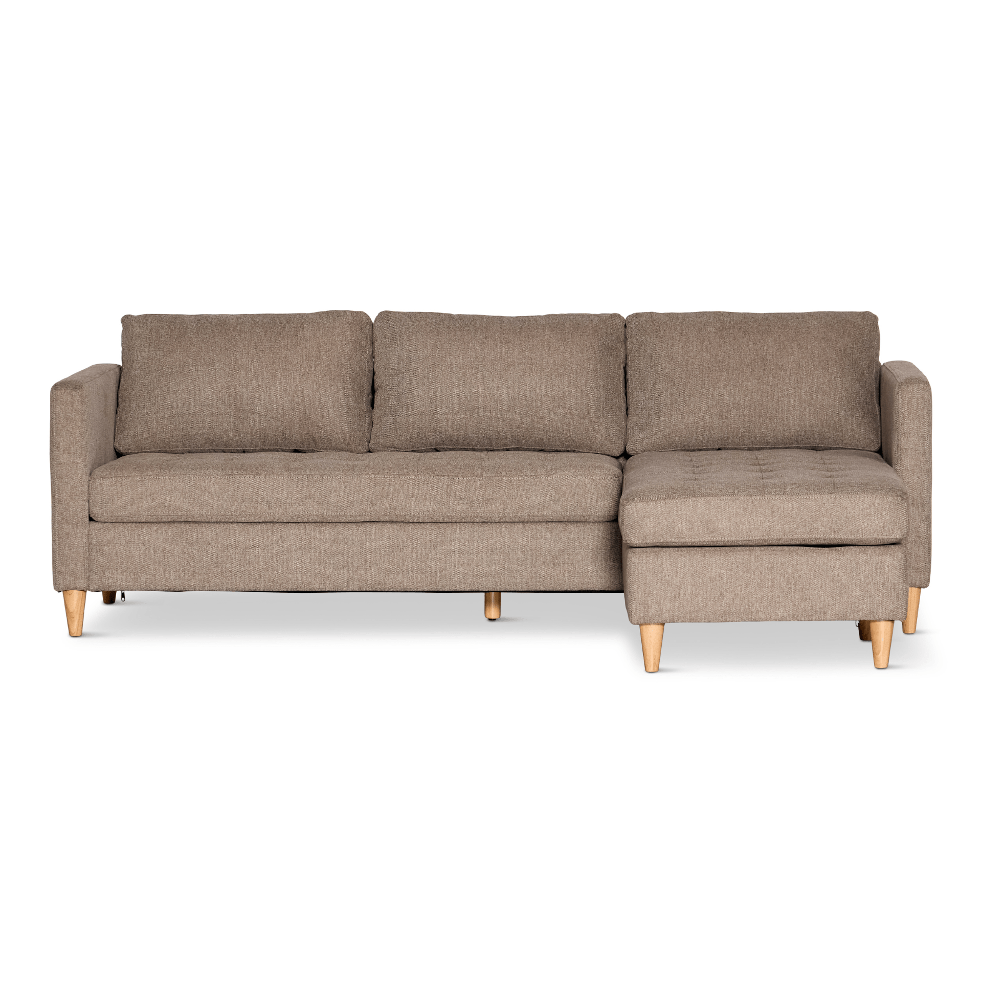 Lulusofasand-1 Lulu - Wendesofa mit Chaiselongue rechts und links in Sand - L: 215 x T: 82 x H: 78 cm – Bild 1
