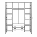 Malia Kleiderschrank weiß 4 Türen 3 Schubladen – Bild 8