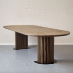 Matteo - Dielentisch mit Lattenrost aus massiver Räuchereiche 300x120x77 cm