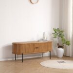 Florence Jalousi TV-Tisch mit Lamellen in Eiche 138x40x55 cm – Bild 3