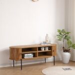 Florence Jalousi TV-Tisch mit Lamellen in Eiche 138x40x55 cm – Bild 4