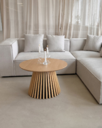 Lewis Lamellen-Couchtisch in natürlicher Eichenoptik Ø70 cm – Bild 2