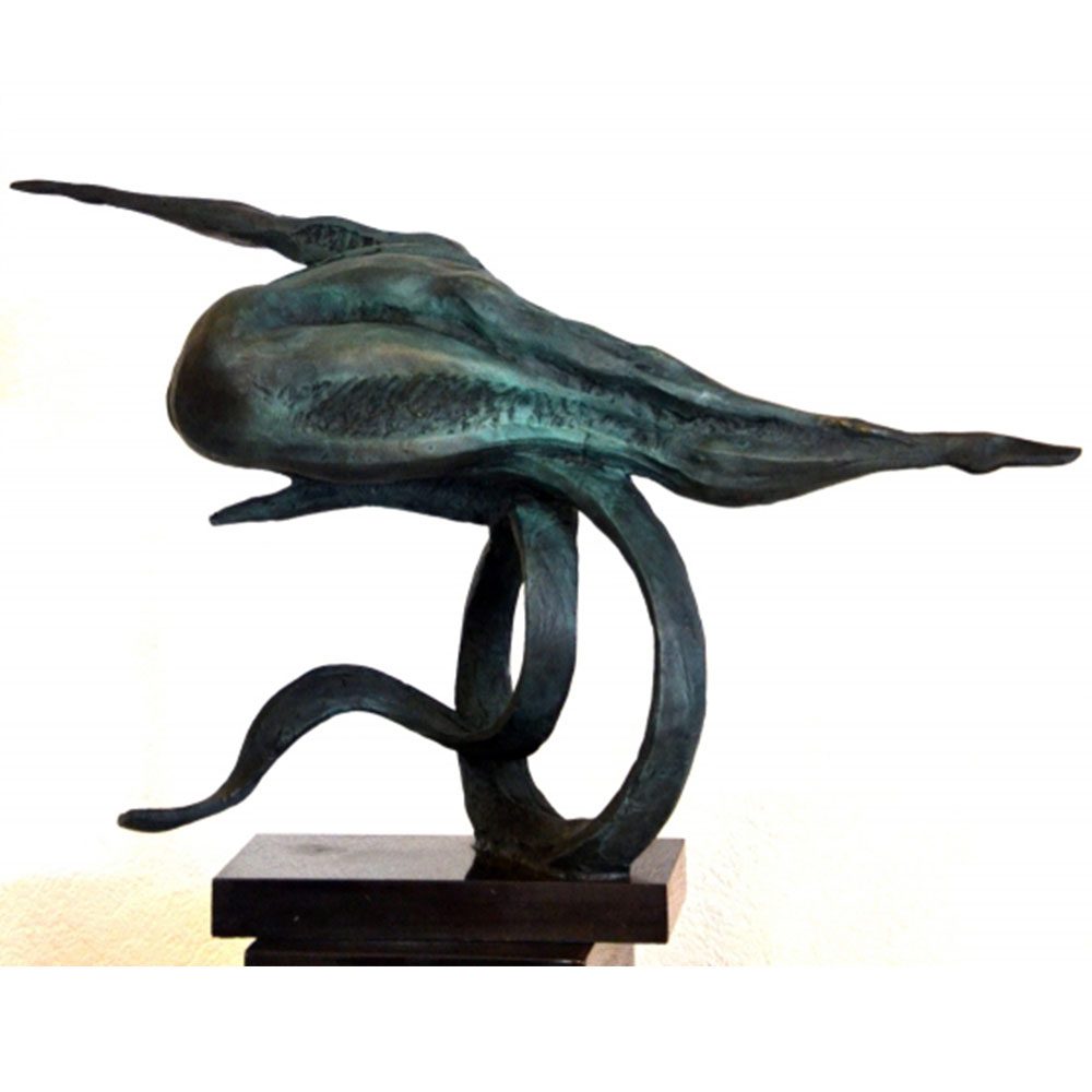 Moderne-Kunst-1 Bronze Akt -Weiblicher Akt mit Reif auf Marmorsockel -handsigniert Milo – Bild 1