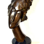 Modigliani Bronze Kopf signiert auf Marmorsockel
