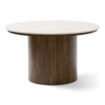 Enzo Couchtisch mit Steinplatte und geräuchertem Eichen-Lamellenfuß Ø78 cm
