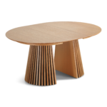 Lewis - Runder Lamellen-Esszimmer-Tisch in Eichenfurnier mit Ausziehfunktion 120/160/200 cm - 2 Zusatzplatten inklusive – Bild 10