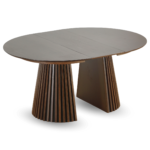 Lewis - Runder Lamellen-Esszimmer-Tisch in geräuchertem Eichenfurnier mit Ausziehfunktion 120/160/200 cm - 2 Zusatzplatten inklusive – Bild 5