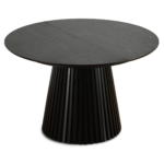 Lewis - Runder Lamellen-Esszimmer-Tisch in schwarzem Eichenfurnier mit Ausziehfunktion 120/160/200 cm - 2 Zusatzplatten inklusive – Bild 6