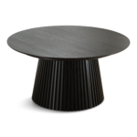 Lewis - Rund Esstisch aus schwarzem Eichenfurnier mit Ausziehfunktion 150/190/230 cm - 2 Ansteckplatten inklusive – Bild 6