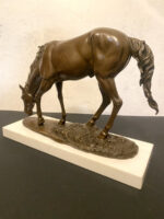 Bronzefigur- Pferd in Bronze nach Pierre Jules Mene auf  Marmorplatte signiert – Bild 4