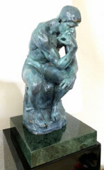 Moderne Kunst -Bronze Statue - Der Denker auf Marmorsockel signiert Rodin – Bild 3