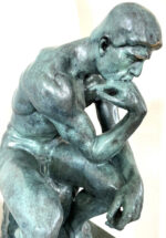 Moderne Kunst -Bronze Statue - Der Denker auf Marmorsockel signiert Rodin – Bild 2