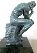 Moderne Kunst -Bronze Statue - Der Denker auf Marmorsockel signiert Rodin – Bild 5
