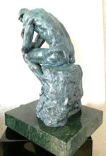 Moderne Kunst -Bronze Statue - Der Denker auf Marmorsockel signiert Rodin – Bild 7