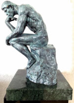 Moderne Kunst -Bronze Statue - Der Denker auf Marmorsockel signiert Rodin – Bild 8