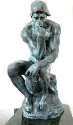 Moderne Kunst -Bronze Statue - Der Denker auf Marmorsockel signiert Rodin – Bild 10
