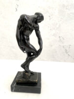 Adam nach Auguste Rodin Bronzefigur Nachguss signiert auf Marmorsockel – Bild 8