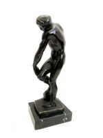 Adam nach Auguste Rodin Bronzefigur Nachguss signiert auf Marmorsockel – Bild 2
