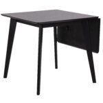 Rickie - Schwarzer ausklappbarer Klapptisch mit Verlängerungsplatte aus lackiertem Eichenfurnier - 80/120 x 80 cm. – Bild 3