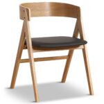 Samantha Holzstuhl in Eiche mit schwarzem PU-Sitz