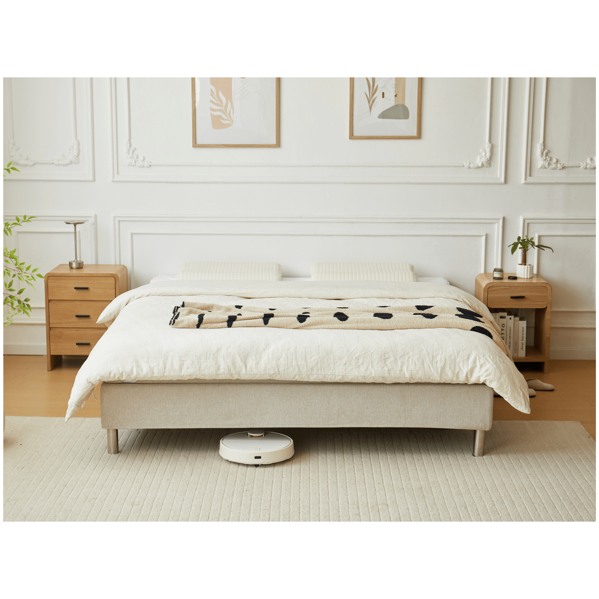 Theodor180_3_532e60c3-2007-423b-8bb5-0e5a169d4e4e Boxspringbett in Beige 180x200 cm mit 4 cm PU-Schaum-Topper, inkl. Bettbeine in Chrom – Bild 1
