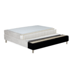 Premium Boxspringbett in Beige 180x200 cm mit 7 cm Memoryschaum-Topper, inkl. Bettbeine in Chrom – Bild 7