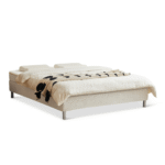 Premium Boxspringbett in Beige 180x200 cm mit 7 cm Memoryschaum-Topper, inkl. Bettbeine in Chrom – Bild 2