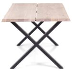 Aura Massivholztisch - 300 x 95 cm - Weiß geölt mit Kreuzbeinen (Nicht für Zusatzplatten vorbereitet) – Bild 3