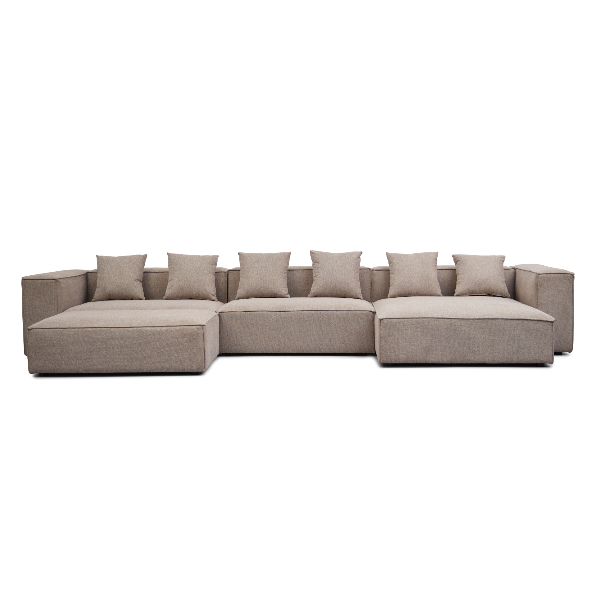 U-sofapuf-hoejrevendt Hailey – Rechtsseitiges Chaiselongue-Modulsofa mit Hocker sand L: 415 x T: 172 x H: 65 cm – Bild 1