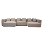 Hailey – Linksseitiges Chaiselongue-Modulsofa mit Hocker in Sand L: 415 x T: 172 x H: 65 cm