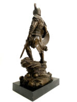 Bronzefigur Bronze Wikinger mit Schwert und Totenkopf Schild auf Marmorplatte – Bild 6