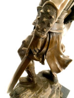 Bronzefigur Bronze Wikinger mit Schwert und Totenkopf Schild auf Marmorplatte – Bild 7