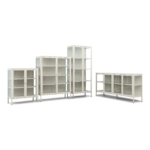 Herman Vitrine - Beiges Metall mit Glastüren - 110x40x140cm – Bild 6