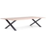 Aura Massivholztisch - 300 x 95 cm - Weiß geölt mit Kreuzbeinen (Nicht für Zusatzplatten vorbereitet)