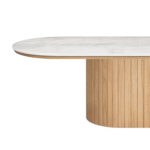 Bobby - Ovaler Couchtisch mit hellbeiger Steintischplatte und Eichengestell 120x55x45 cm – Bild 5