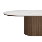 Bobby - Ovaler Couchtisch mit hellbeiger Steintischplatte und Untergestell aus Räuchereiche 120x55x45 cm – Bild 2