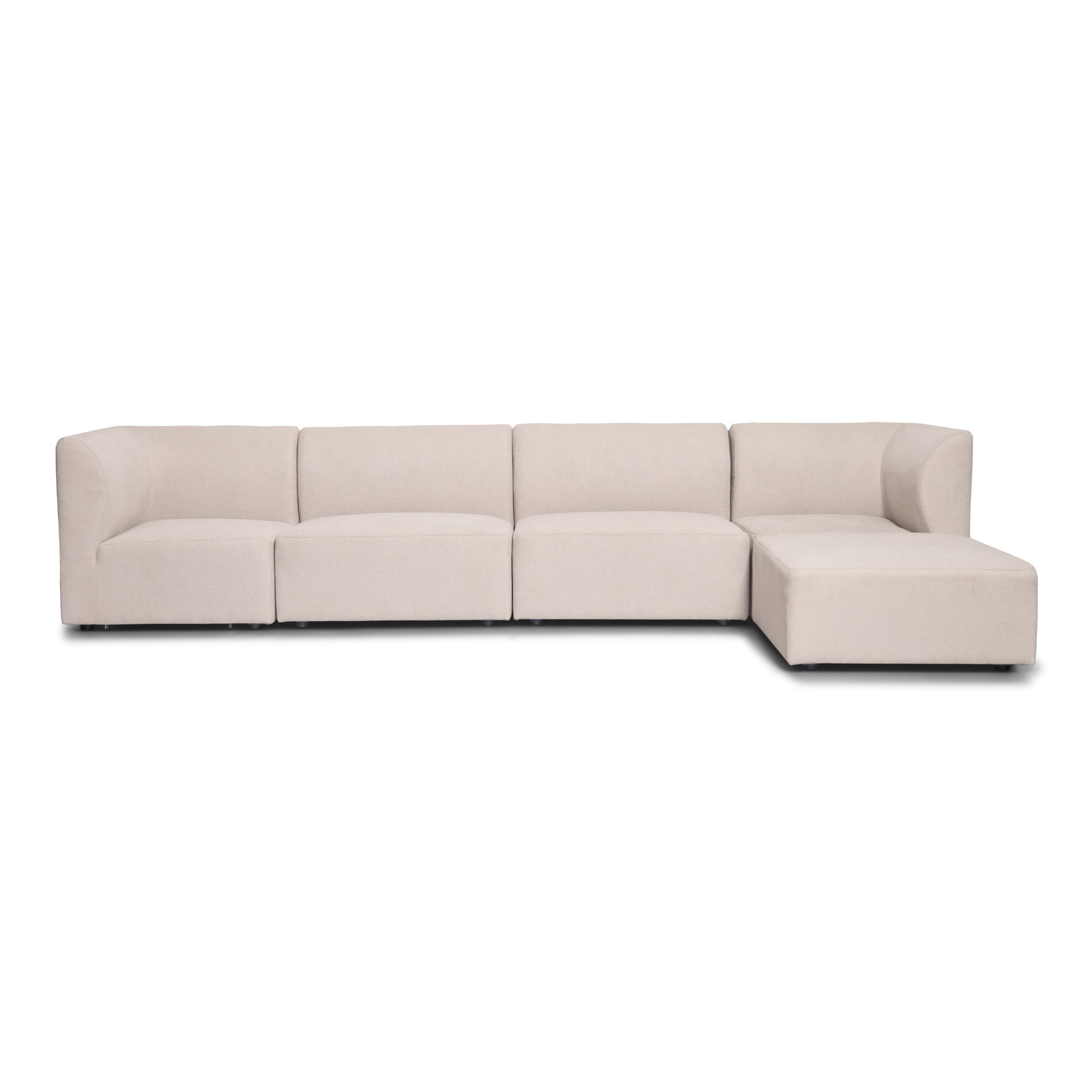 emiliabeige_7-1 Emilia Modulsofa in Beige, 4 Module mit rechter und linker Chaiselongue L: 328 x T: 158 x H: 72 cm – Bild 1
