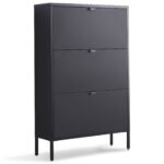 Herman Schuhschrank - Schwarzes Metall mit 3 Klappen - 80x26x125cm