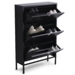 Herman Schuhschrank - Schwarzes Metall mit 3 Klappen - 80x26x125cm – Bild 5