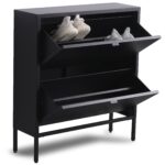 Herman Schuhschrank - Schwarzes Metall mit 2 Klappen - 80x26x89cm – Bild 5