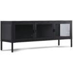 Herman TV-Tisch - Schwarzes Metall/Glas - 130x40x50cm