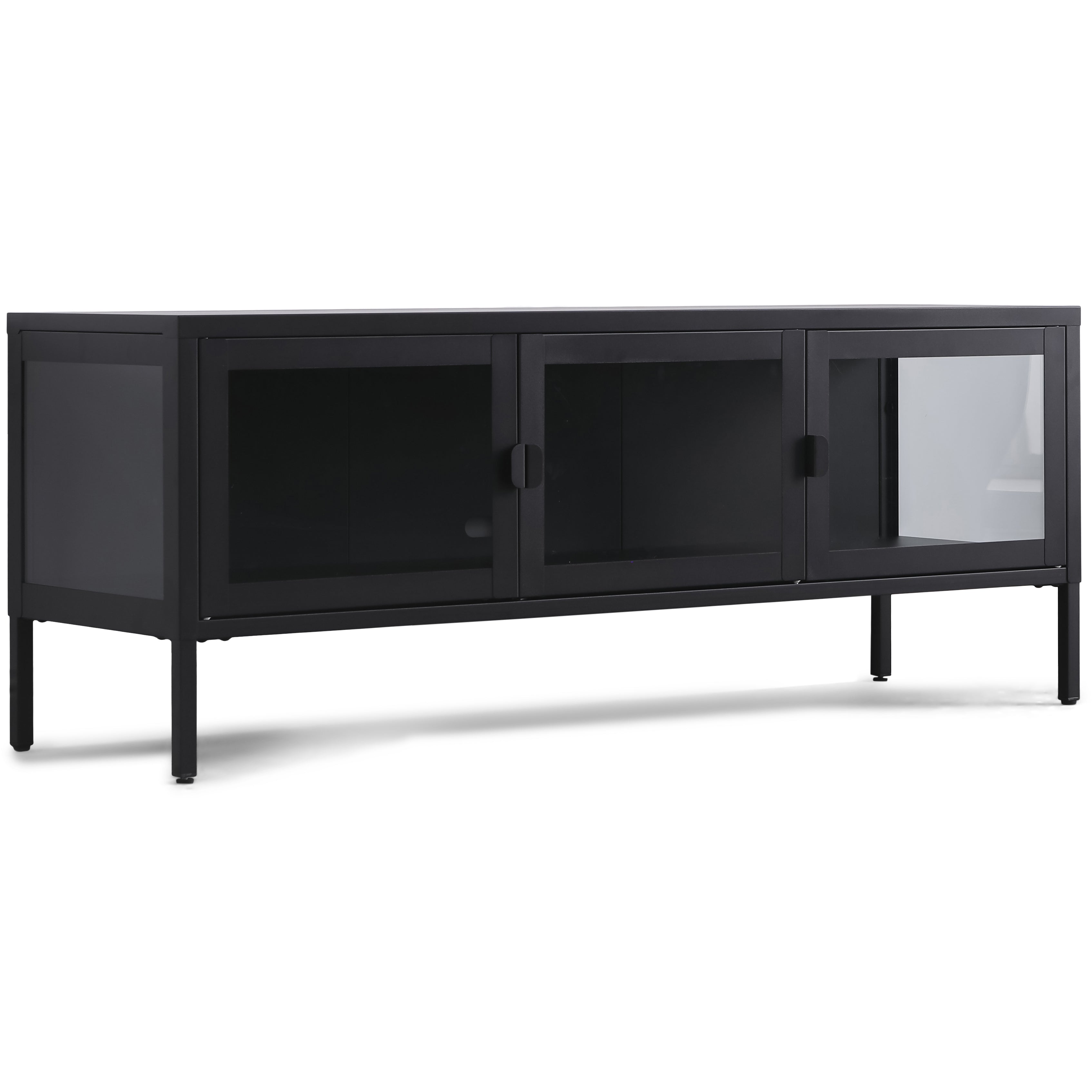 herman-sort-vitrineskab-130x40x50cm-75334 Herman TV-Tisch - Schwarzes Metall/Glas - 130x40x50cm – Bild 1