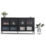 Herman Vitrine - Schwarzes Metall/Glas - 170x40x85cm – Bild 2