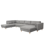Brandy - U-Sofa - nach rechts gewendet - grau - mit Chaiselong - L: 360 x T: 211 x H: 78 cm – Bild 2
