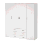 Malia Kleiderschrank weiß 4 Türen 3 Schubladen – Bild 4