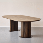 Matteo - Dielentisch mit Lattenrost aus massiver Räuchereiche 240x120x77 cm