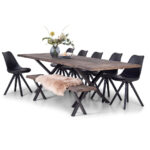 Susan - Esstisch, Eiche Massiv, Räuchereiche, 200x95 Cm (Vorbereitet Für Ansteckplatten) – Bild 2