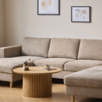 Jennifer linksgewandtes U-Sofa in Sand mit Chaiselongue - L: 300 x T: 208 x H: 82 cm – Bild 4