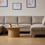 Jennifer linksgewandtes U-Sofa in Sand mit Chaiselongue - L: 300 x T: 208 x H: 82 cm – Bild 5